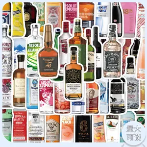 63-Piece Classic Wine Bottle Stickers - Decorative Decals for Notebooks, Phone Cases, Wine Glasses & Journals
