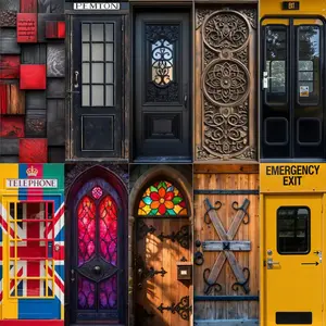 (10 styles) Home decor abstract painting wallpaper bedroom design wall door stickers Decorative Wall Sticker self-adhesive removable home door wallpaper posters