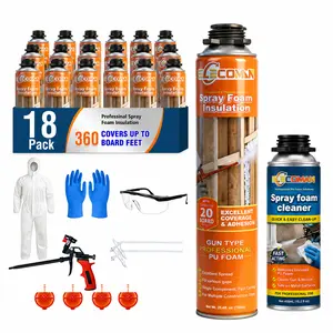 Closed Cell Spray Foam Insulation ,High Density Polyurethane Expanding Foam Insulation,  Spray Foam for Walls and Attic,Easy DIY Wide Spray Foam Kit with Gun, Cleaner