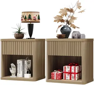 SICOTAS Night Stand with Drawer Storage Bed Side Table End Table 22.7"x 15.4" x 24.1" Large Modern Wide Bedside Stand Mid Century Night Stands for Bedroom Living Room Sofa Couch Office Minimal