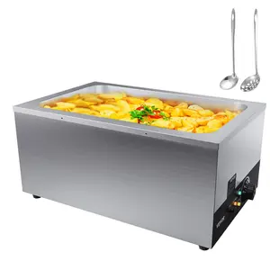 VEVOR Commercial Food Warmer 24QT Bain Marie 1200W Electric Buffet Warmer Soup Warmer Stove Steam Countertop Stainless Steel Container Temperature Control for Parties, Catering and Restaurant, Silver