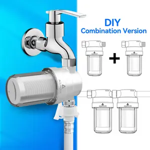 Aqupuvir DIY Home Faucet Filter, Pre-filter for Tap Water, Bathroom Shower Filter, Washing Machine Filter, Toilet Seat Cover, Chlorine Removal, PP Cotton Water Purifier System