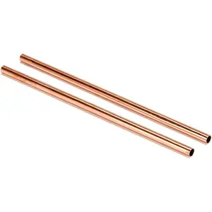 Reusable 100% Copper Drinking Straws – Solid Metal Straws for Cocktails, Iced Beverages – Eco-Friendly & Durable – Straight Design – 8.5" Long (Set of 2)