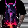 Men's and women's Anime Graphic T-shirt - Japanese Anime Beauty Succubus Black short-sleeved round neck, colorful flame demon print, glossy finish, breathable polyester blend, machine washable, casual street style summer top, Casual Style Tee
