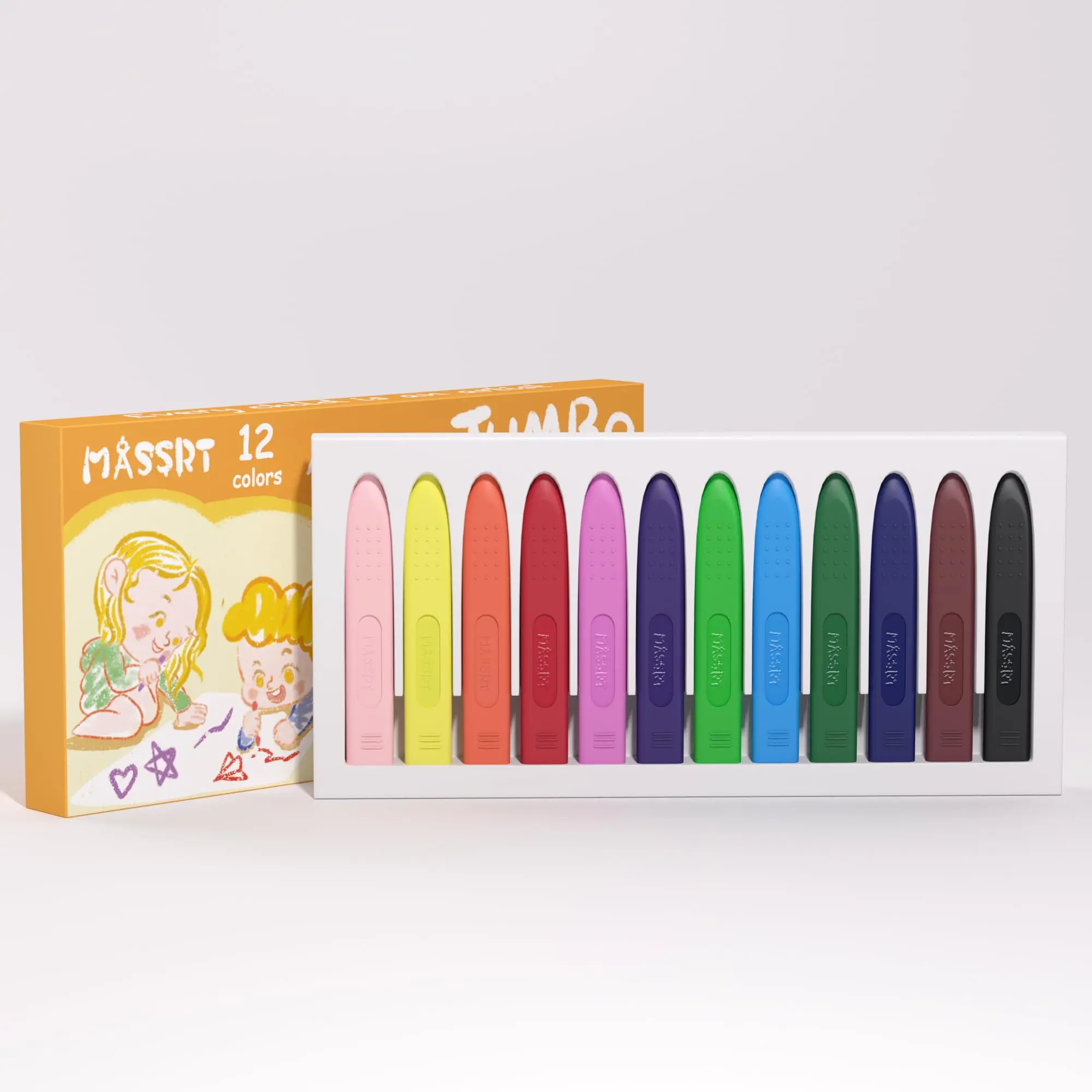Triangle Jumbo Toddler Crayons 12 Count, Non Toxic Unbreakable Crayons, Easy-Grip Washable Crayons, Safe Coloring Gifts for Babies and Children