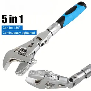 Ratcheting Wrench Adjustable Crescent Wrenches 180° Folding Adjustable Torque Wrench With Rotating Head 5 In 1 10" To 12"