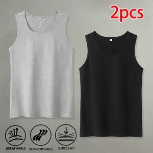 Basic solid-color high-stretch tank top two-piece set made from soft, skin-friendly fabric—ideal for everyday wear at home and as a replacement activewear top.