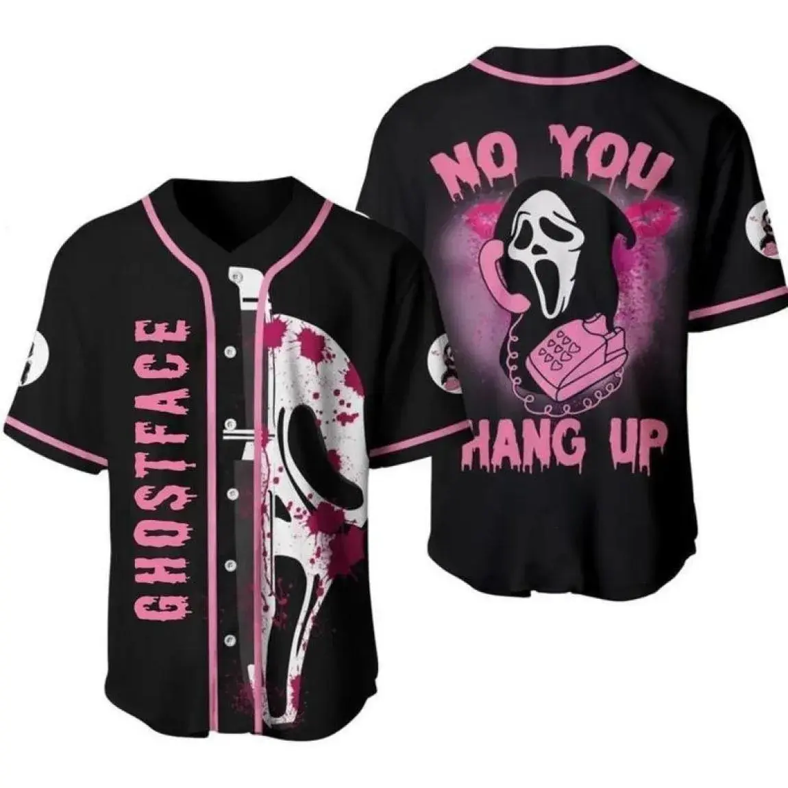 Ghostface Scream Halloween Baseball Jersey – Horror Inspired Button Up Shirt for Men Women