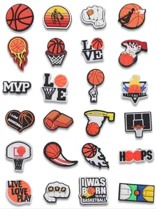 24pcs Multicolor Basketball Shoe Charm, Sporty Theme Shoes Decoration for Kids and Adults for Vented Clog, Shoes Decoration for Kids and Adults, Footwear Accessories