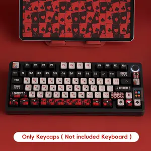 Poker Card Theme Keycap, Four-sided Light Transmission Keyboard Keycap for 75/84/87/96/98/100/104, Gaming Keyboard Accessories