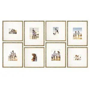 Camden Reed Arcadia 8 Piece Oversized Gallery Wall Frame 16x20 and 16x16 Inch Matted Frames for Featuring 8x10 and 5x7 Inch Photographs or Art Prints