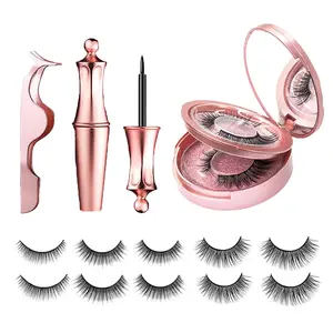 Magnetic Eyelashes & Eyeliner Kit with 5 Pairs Reusable 3d Magnetic False Lashes Extension, No Glue Needed Eye Makeup Kit for Women, Makeup Gift Set, Eyelash Set for Eyelashes Extensions, Cosmetic, Hybrid Lash Set, Cosmetics Kits, Beauty Essentials Set