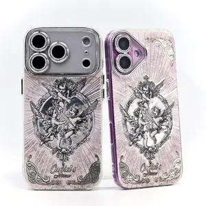 Compatible With iPhone17, 16promax,16 15pro 14 PLUS13 Pro Max.Retro European Cupid AngelPhoneCase.iphone 16 promax case/iphone 15 promax case/13 cases