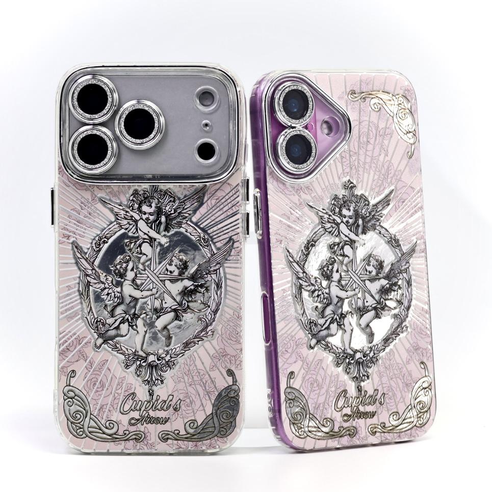 Compatible With iPhone17, 16promax,16 15pro 14 PLUS13 Pro Max.Retro European Cupid AngelPhoneCase.iphone 16 promax case/iphone 15 promax case/13 cases