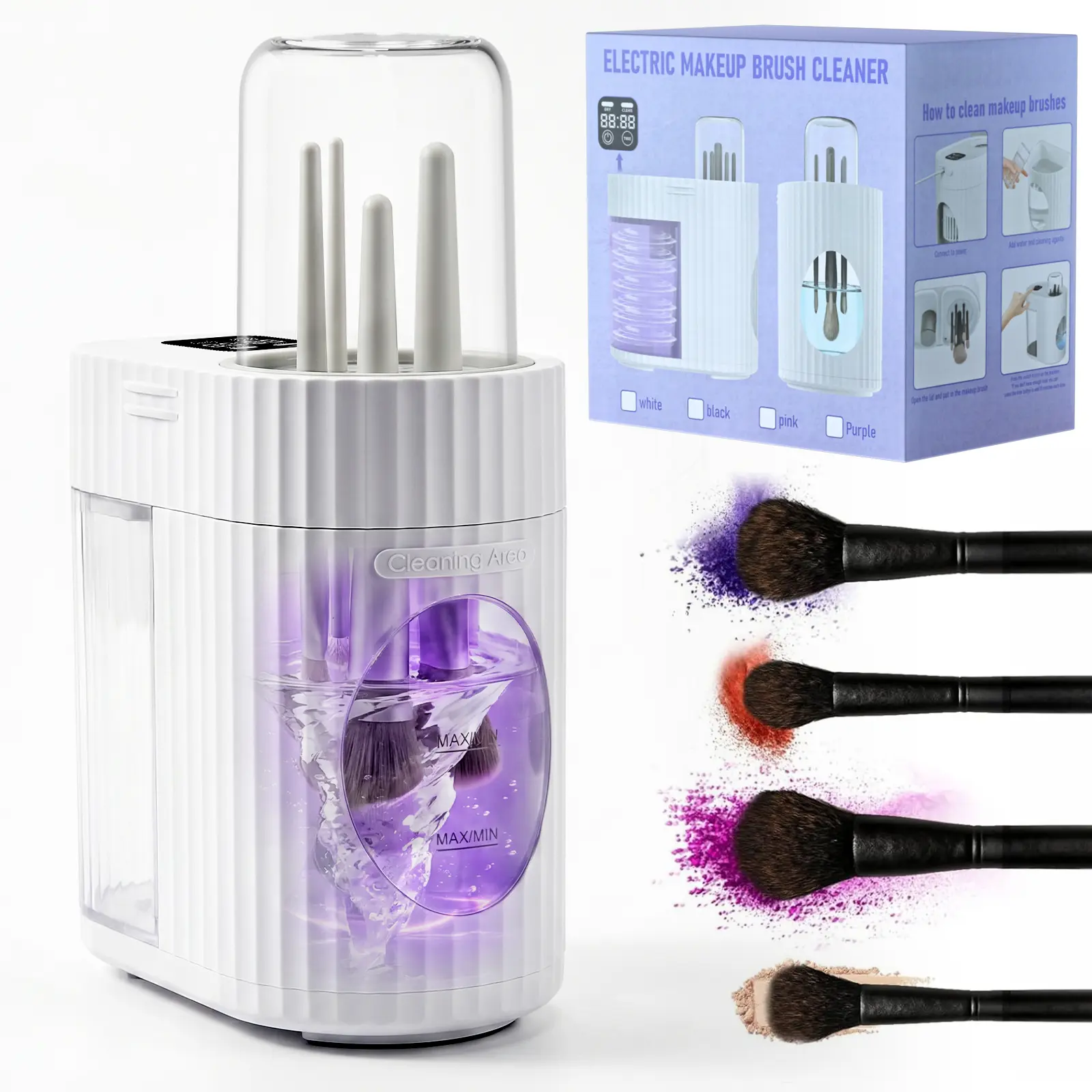 3-in-1 USB Portable Electric Makeup Brush Cleaner & Dryer, Automatic Brush Washing Machine with Fast Drying (30–90 Min), USB Powered Deep Cleaning for Most Makeup Brushes,Blush Brush, Portable Beauty Tool
