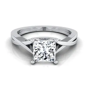 The Priscilla Twisted Solitaire Engagement Ring Setting for Princess Diamonds in Platinum