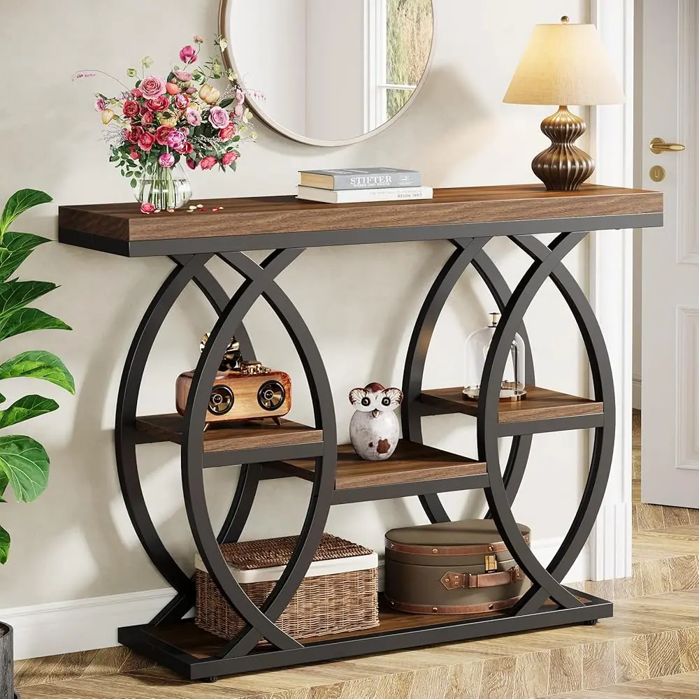 Tribesigns Console Table, 39.4" Industrial 4-Tier with Storage, Narrow Wood for Small Spaces, Hallway Accent Tribesigns Console Table, 39.4" Industrial 4-Tier with Storage, Narrow Wood for Small Spaces, Hallway Accent
