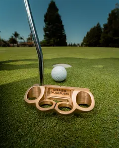 Grass Nuckles Mallet Putter - 360g Solid Forged Brass Head, 3.5° Loft, 79.5° Lie, Steel Shaft, PU Leather Grip, USGA Specified Golf Putter