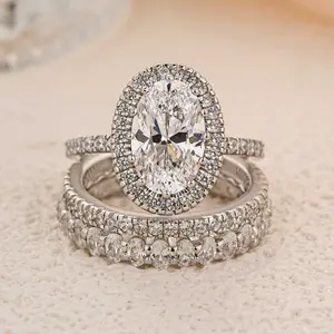 Effinny 2.5ct Oval Cut 3PC Wedding Ring Set,5A Cubic Zirconia Promise Ring, 925 Sterling Silver Anniversary Ring for Women Outdoorfun, Engagement Ring Set, Adults
