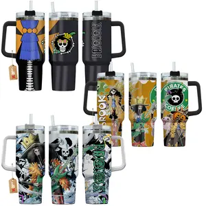 Brook OP Anime Manga 40oz Tumbler Stainless Steel with Straw, Lid and Handle - Double Wall Insulated Flasks – Perfect Gift for Fans