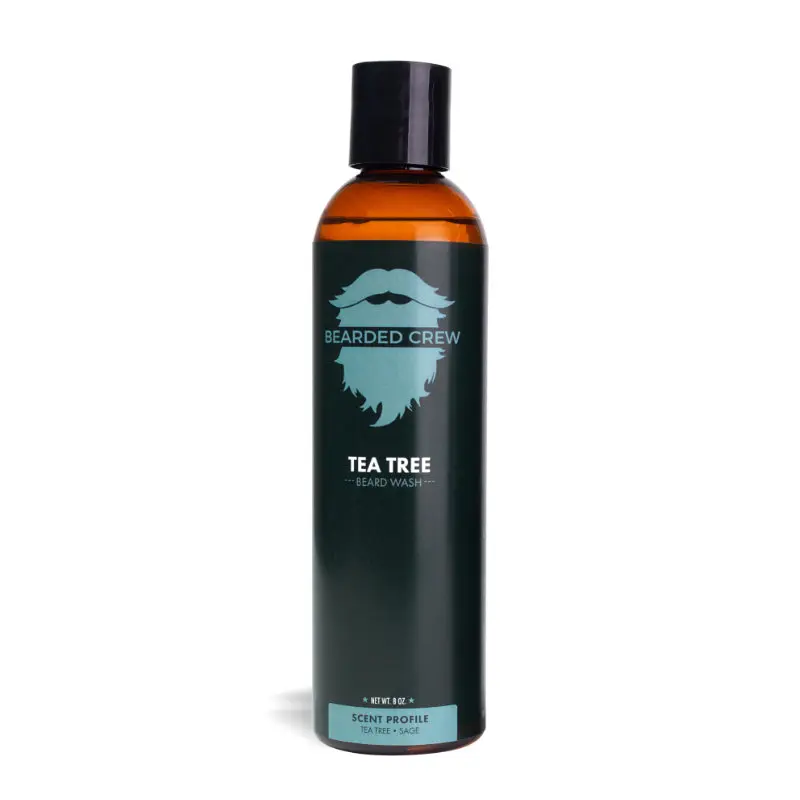 Tea Tree Beard Wash - Gentle Cleanser with Tea Tree Sage Argan & Coconut Scent - Water-Based Formula for Daily Use - 8 oz - Bearded Crew