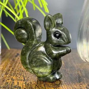 Xiuyan Jade Squirrel Crystal Carving