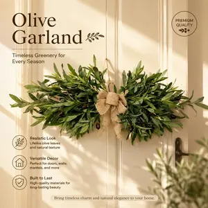 Boho Style Artificial Olive Leaf Wreath Corner, Plastic Plant Wall Decor, 30pcs Pine Needle Christmas Wreath, Kitchen, Dining Room, Living Room