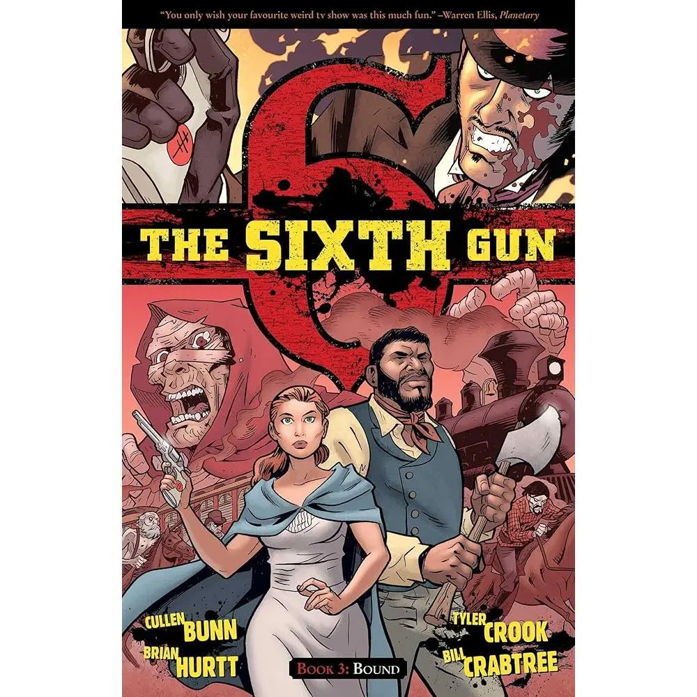 The Sixth Gun Vol. 3: Bound - Literature & Art Genre Book with Drake, Mysterious Monks, Necromancer Attack, Past Haunted Mansion, Secluded Mountain Fortress, Becky, Gord