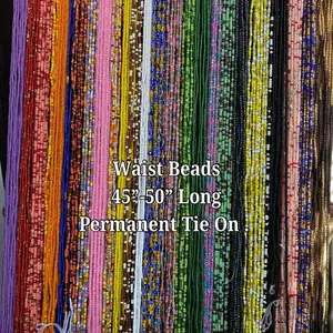 Waist Beads – Handcrafted with a Variety of Designs – African Waist Beads, Body Jewelry – Tie-On (45”-50”) – Add to Cart, Buy Now – Price Per 1 Waist Bead