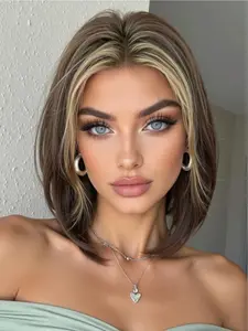 10 Inch Ombre Synthetic Full Head Wig, Natural Breathable Fashion Cute, Festival, Straight Hair, All Seasons, Synthetic Material Wigs