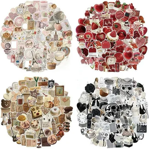 Retro Vintage Art Die-Cut Decorative Stickers - 240 Durable Waterproof Vinyl Pieces, Peel & Place Easy-Remove DIY Scrapbooking Supplies, Personalized Phone Accessories for Smartphone Casing/Cover, Indoor/Outdoor Toys & Hobbies Decor