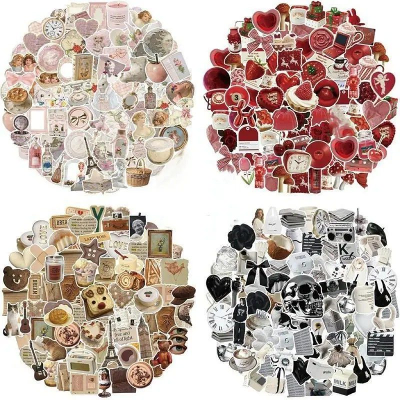 Retro Vintage Art Die-Cut Decorative Stickers - 240 Durable Waterproof Vinyl Pieces, Peel & Place Easy-Remove DIY Scrapbooking Supplies, Personalized Phone Accessories for Smartphone Casing/Cover, Indoor/Outdoor Toys & Hobbies Decor