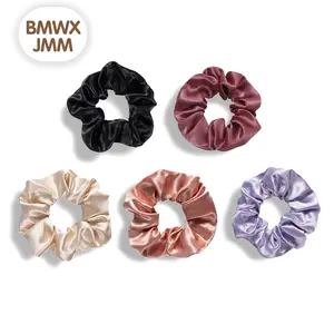 Elegant Silk Hair Scrunchies / Ties for Frizz & Breakage Prevention, 100% Mulberry, No Damage, Elastic ponytail Holders, 1Pc, Coffee