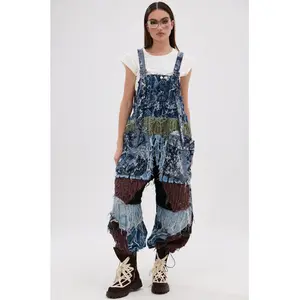 JUST LIKE THAT BAGGY FIT OVERALLS IN PATCHWORK DENIM