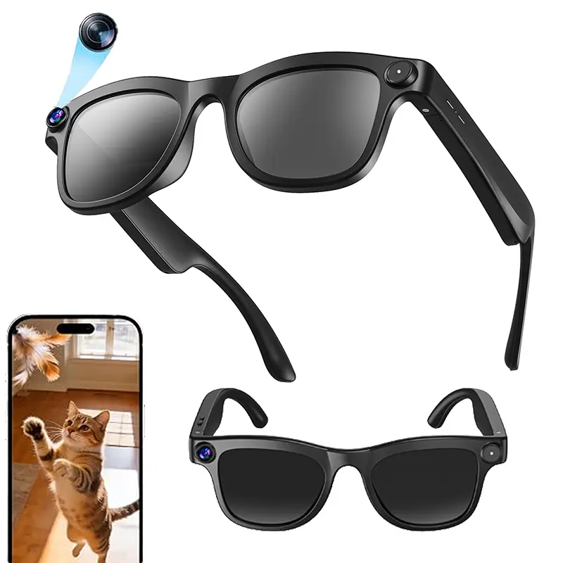 ai smart glasses with camera for Men and Women, Bluetooth Translation Glasses with Camera Audio Bluetooth Glasses, Sunglasses 1080P AI Glasses, Real Time Translation, Voice Assistant, UV & Blue Light Protection Wearable
