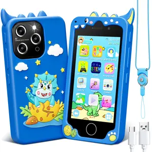 EFFUN Silicone Kids Phone, 4.0" Touchscreen Toddler Electronic Learning Device with Online Viewing, Extra-Large Triple Camera, Music & Puzzle Games, Gifts for Kids Ages 3-9 (Valentines/Birthday Travel Toy)
