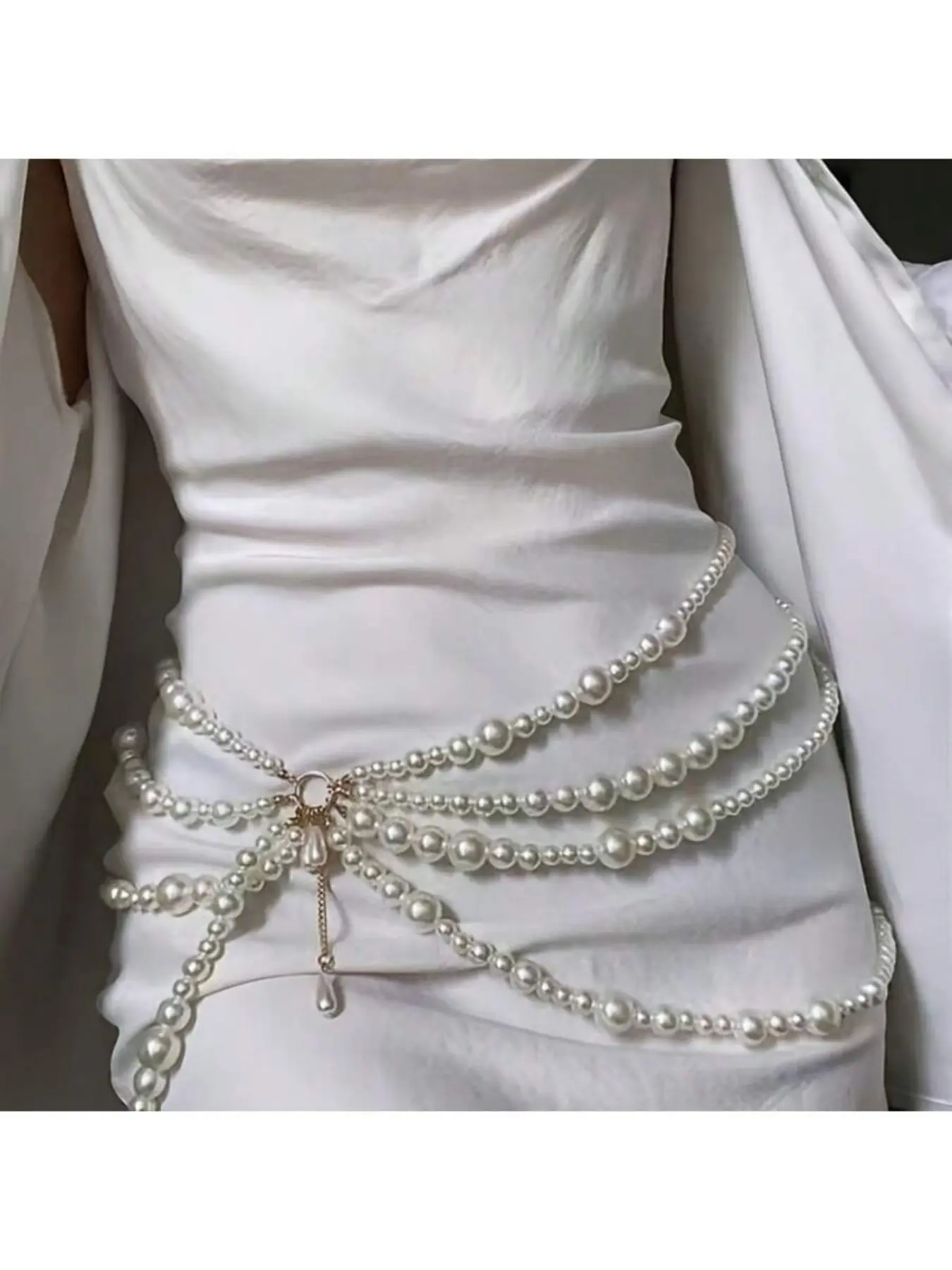 Women's Faux Pearl Decorated Body Chain, Belly Chain, Waist Chain, Fashionable Beaded Design Body Jewelry for Beach Party Vacation, Elegant All-match Fashion Accessories for Daily Wear, Decoration, Waist Chain Accessory