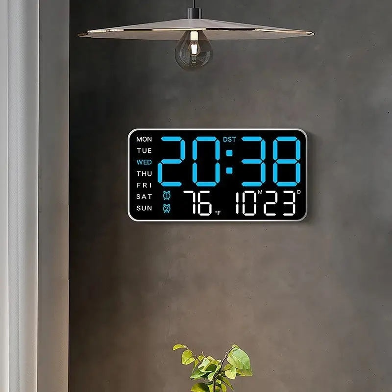 Large Digital Wall Clock with LED Display, Led Alarm Clock, Date & Temperature Timer, Ideal Gift for the Elderly, Living Room & Bedroom Decor, Creative Decorative Clock, Led Wall Clocks