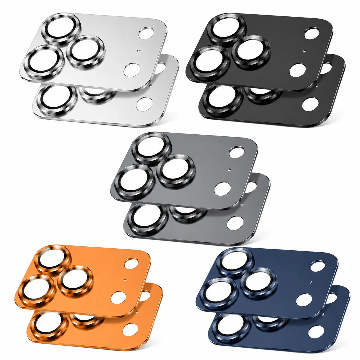 2 Pack Camera Lens Protector for iPhone 17 Pro Max Silver Aluminum Alloy Tempered Glass Camera Cover Case Friendly Phone Accessory