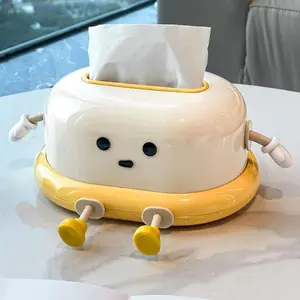 Creative DIY Cartoon with Spring Tissue Box Nordic Simple Desktop Lovely Tissue Wipes Storage Box INS Bathroom Home Decoration