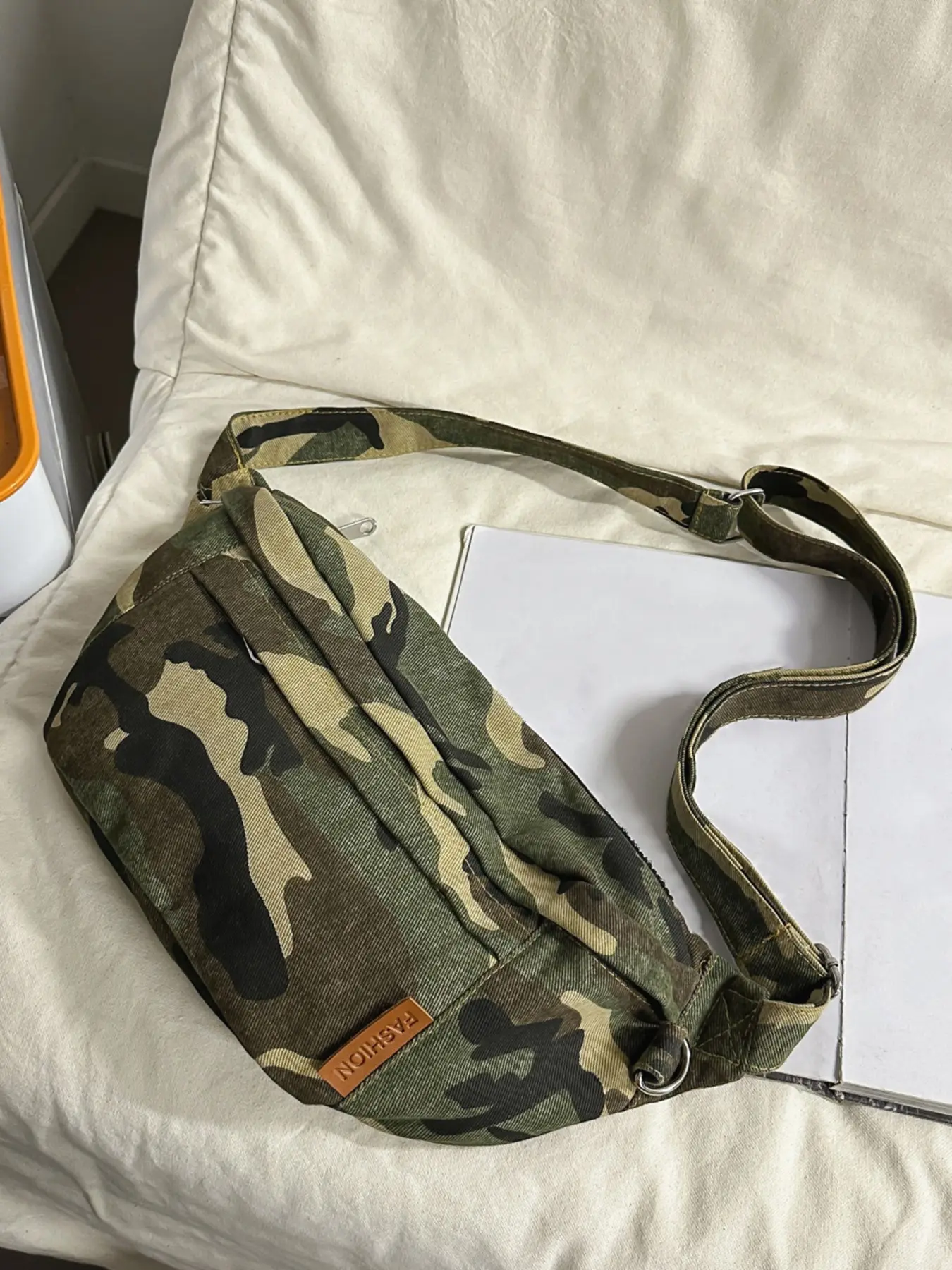 Leisure style outdoor functional camouflage chest bag, large capacity crossbody bag, waist belt bag, Travel Essentials, multi zipper pocket design, reasonable separation, suitable for shopping, short distance travel, outdoor camping, Waist Bags
