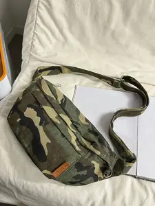 Leisure style outdoor functional camouflage chest bag, large capacity crossbody bag, waist belt bag, Travel Essentials, multi zipper pocket design, reasonable separation, suitable for shopping, short distance travel, outdoor camping, Waist Bags