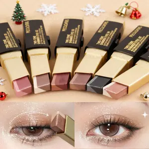 1PC Metallic Shimmer Duo Eyeshadow Stick - Smooth Finish, Pearlescent Matte, Multiple Color Options, Nude Makeup, Lazy Eye Makeup, Perfect for Christmas and Everyday Makeup, Cosmetic
