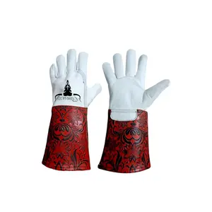 Black & Red Floral Welding Gloves 777's