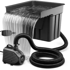 NFESOLAR Pond Waterfall Spillway Kit Includes Waterfall Box, Filter Media, 1200GPH Water Pump and 10 FT Corrugated Tubing, for Outdoor Pond, Pondless Waterfall and Streams