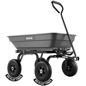 VEVOR Garden Dump Cart, 400 lbs Poly Dump Cart, Garden Carts Dumps Wagon with 90 Quick-Dumps Mechanism, 180 Swivel Wheels, 270 Flexible Rotating Bearings, Yard Wagon for Plants, Soil, Crops