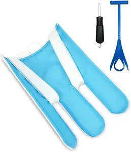 Sock Aids for Putting On Socks with Shoe Horn and Button Hook, Easy On Off Helper for Seniors and Disabled, No Bending Required (Basic)
