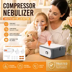 Portable Air Compressor Nebulizer Machine Kit, Ultra-Lightweight 0.46lb Handheld Breathing Machine with Adults Kids Masks & Mouthpiece, $\le$4$\mu$m Fine Mist Quiet Nebulizer for Cough, Asthma Relief