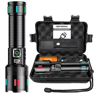 1pc LED Flashlight, High Lumens, Rechargeable Portable Tactical Light, 5 Modes, 350m Range, Aluminum Alloy, USB Type-C, Multi-Functional Torch