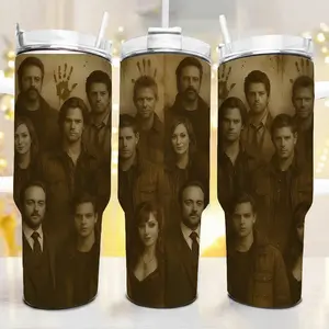 Supernatural SPN Family 20oz & 40oz Tumbler, Sam and Dean Winchester Horror Mug, Castiel Crowley and Jack Kline Gift, Hunter's Essential Drinkware, Insulated Travel Cup, Winchester Brothers Merchandise, Carry On My Wayward Son Gift